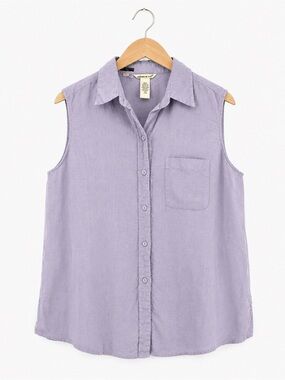 Malcolm & Co 100% Irish Linen Sleeveless Button Front Shirt 2X Lavender